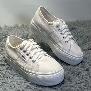Superga Platform Sneakers Womens Sz 4.5 White Casual Shoes